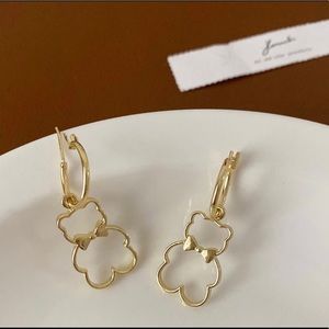 Gold Bear Hollow Earrings
